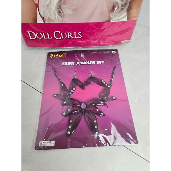 Spirit Halloween Doll Curls White Wig & Fairy Jewelry‎ Costume Set Adult 14+ - Picture 3 of 13